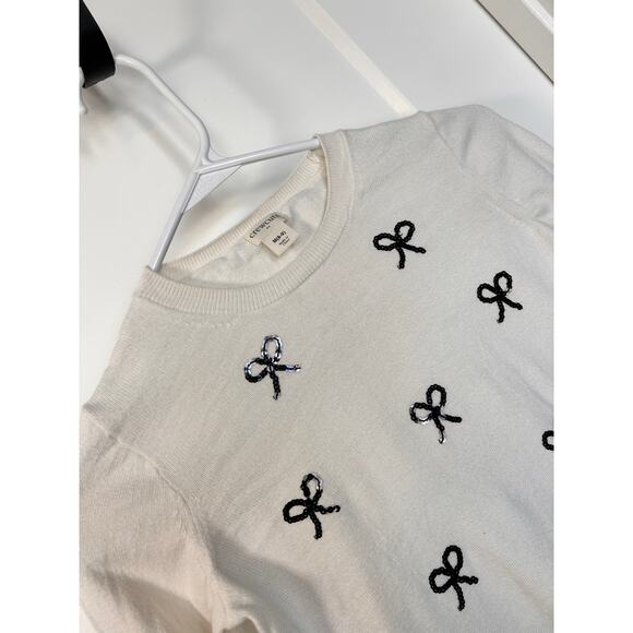 Crewcuts Girls‎ Crew Neck Sequin Bow Sweater Long Sleeve White Size Medium (8-9) - Picture 4 of 9